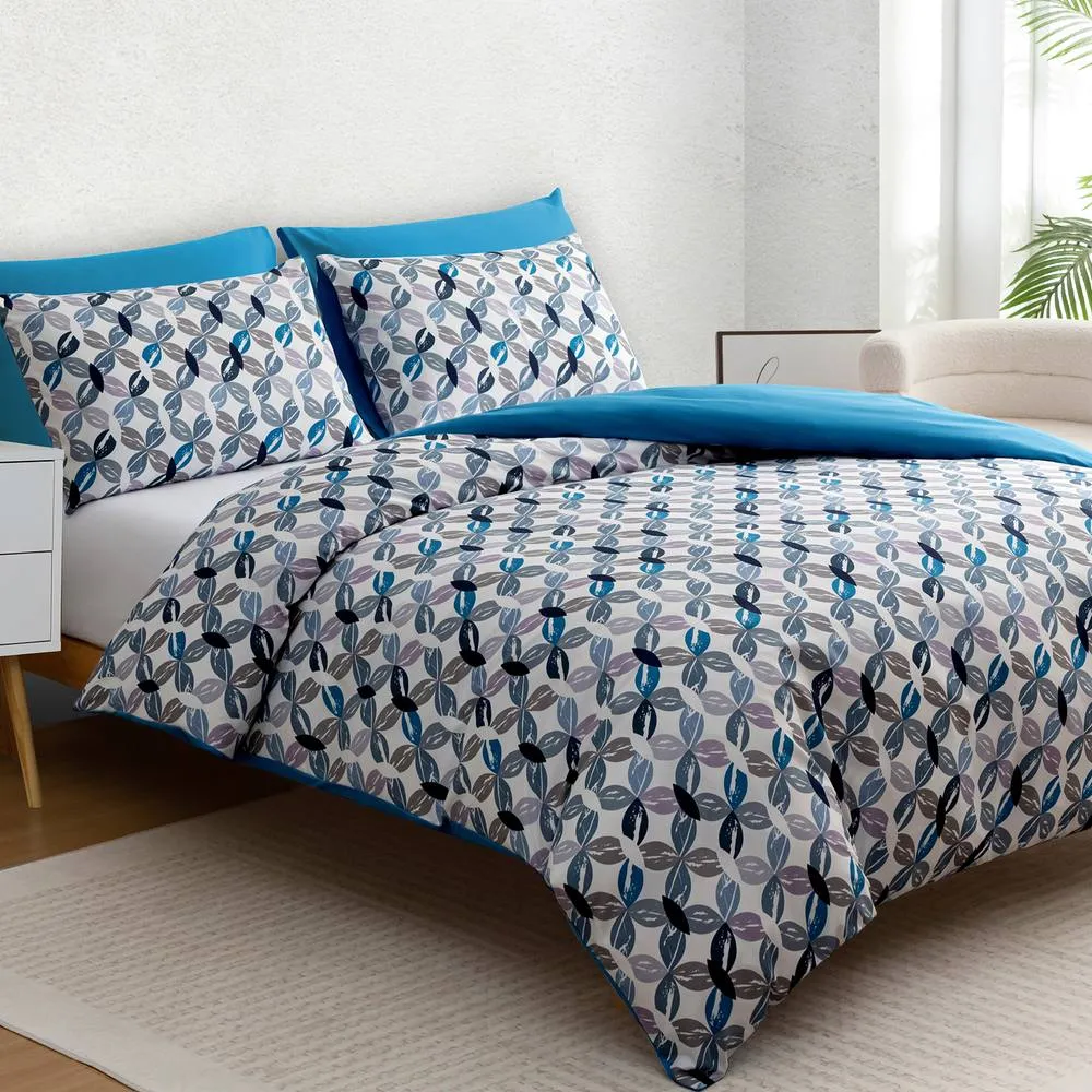 Grace Double Brushed Microfiber Duvet Cover Set Durable Bedding Sets in Blue