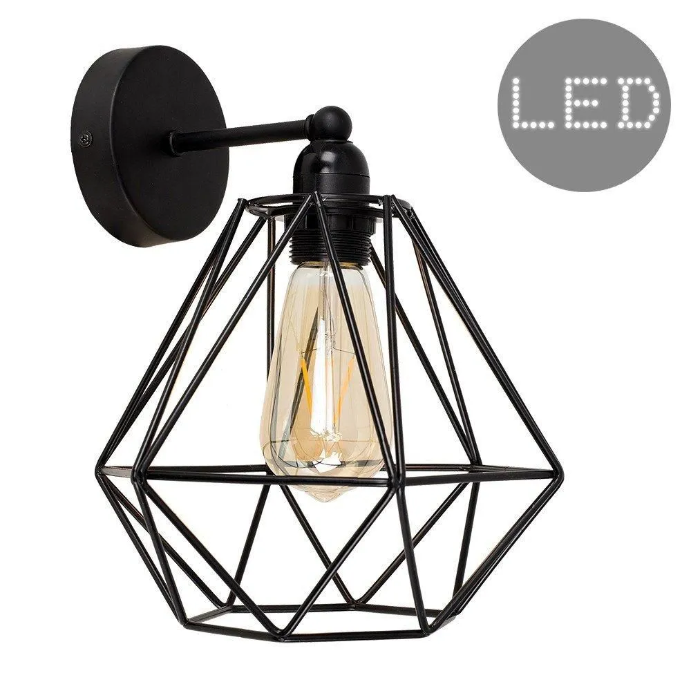 ValueLights Diablo Black Indoor Wall Light with 4w Filament LED Bulb