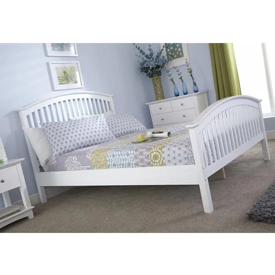 Madrid Rubberwood King Size Bed In White