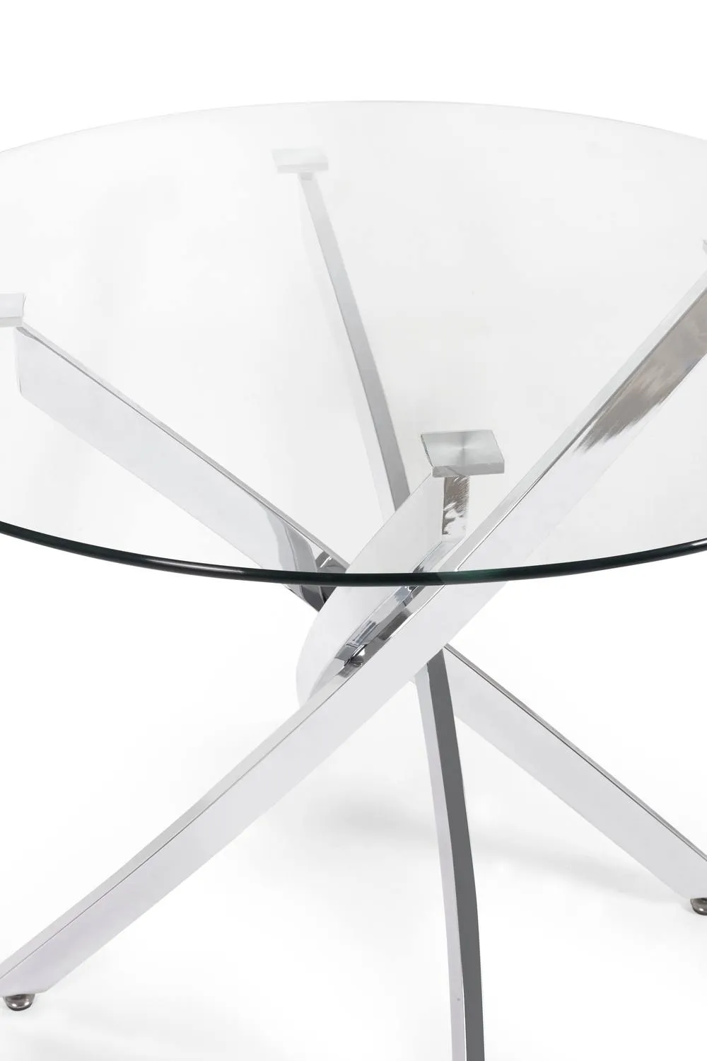 Julian Bowen Anderson Round Glass Top 4 Seater Dining Table in Silver 4