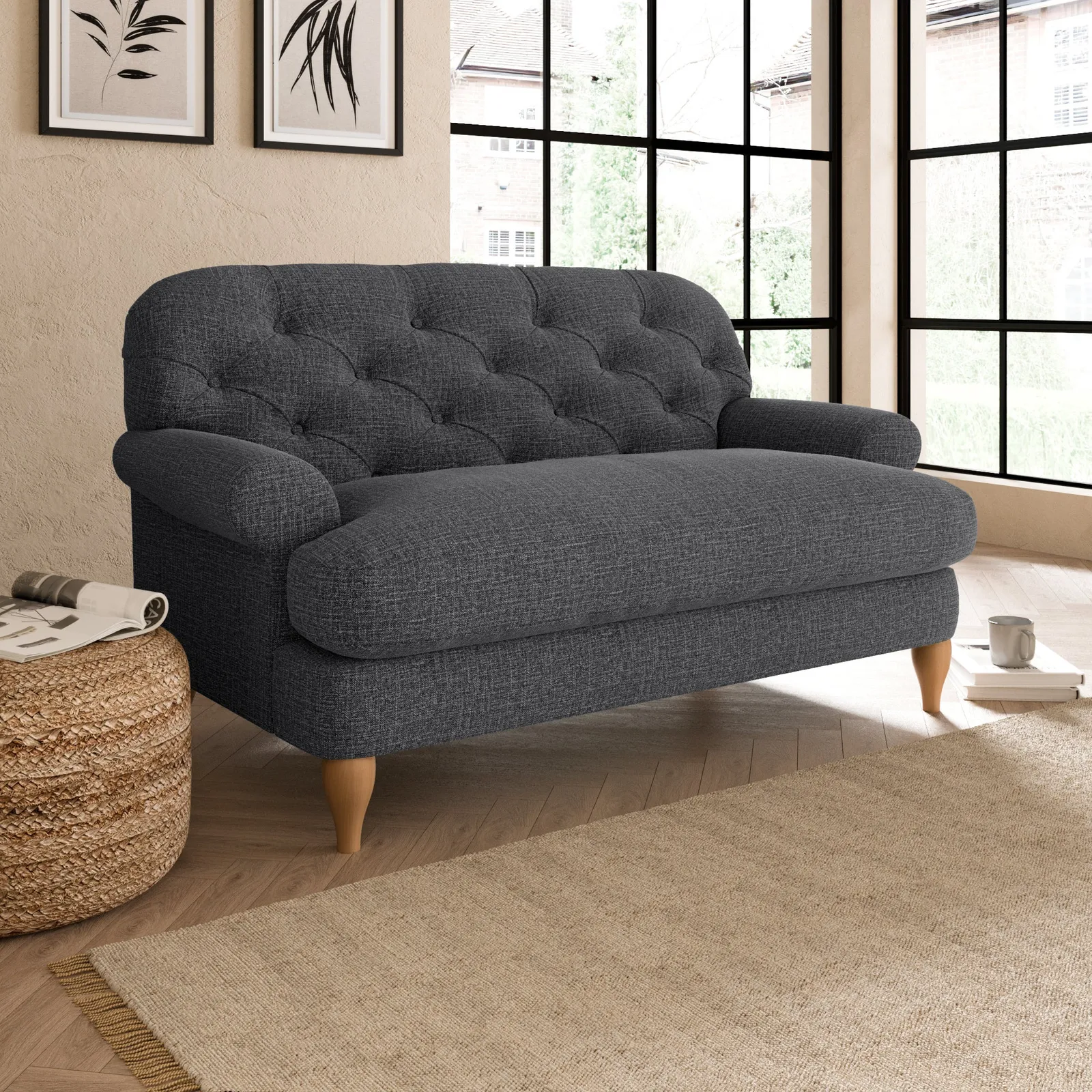 Canterbury Slub Cotton Blend Snuggle Chair Slub Cotton Black