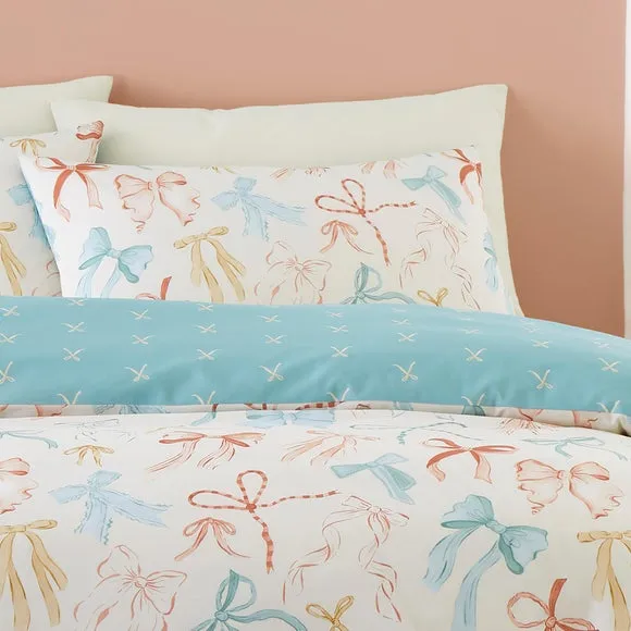 Fusion Evelyn Bows Polycotton Duvet Cover & Pillowcase Set 2