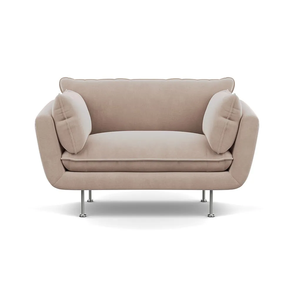 Heal's Allora Loveseat Smart Velvet Pebble Stainless Steel Feet 1