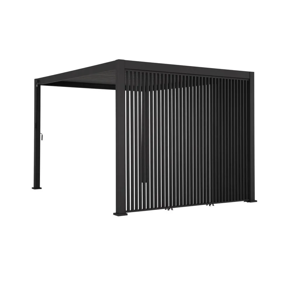 sweeek Louvered pergola aluminium 4 x 3m + 3 130cm vertical louver panels in Dark Grey 2