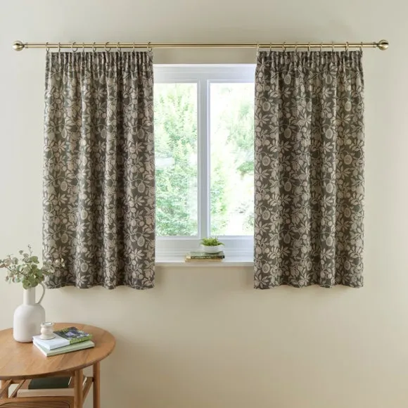 Vintage Pod Linen Print Pencil Pleat Curtains 5