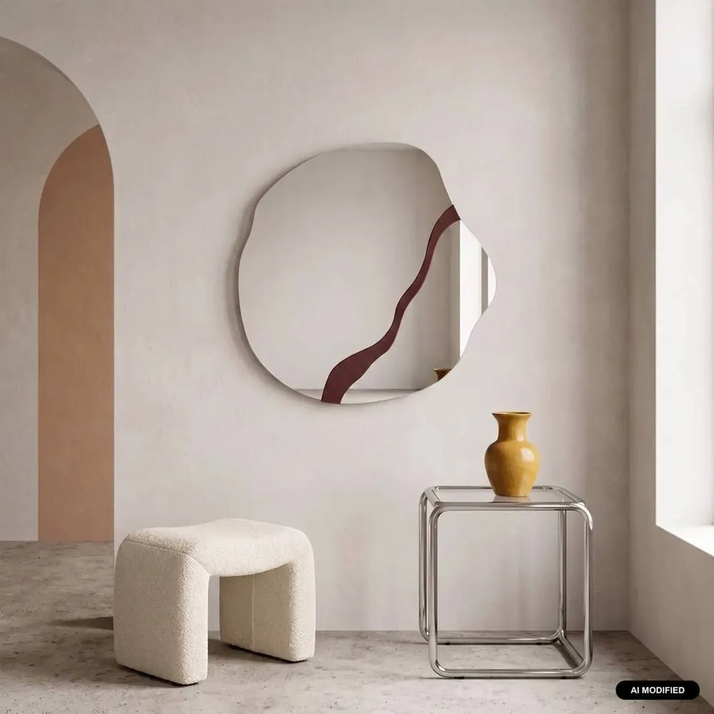 sweeek mirror with wood pattern 74.5cm in Burgundy 1