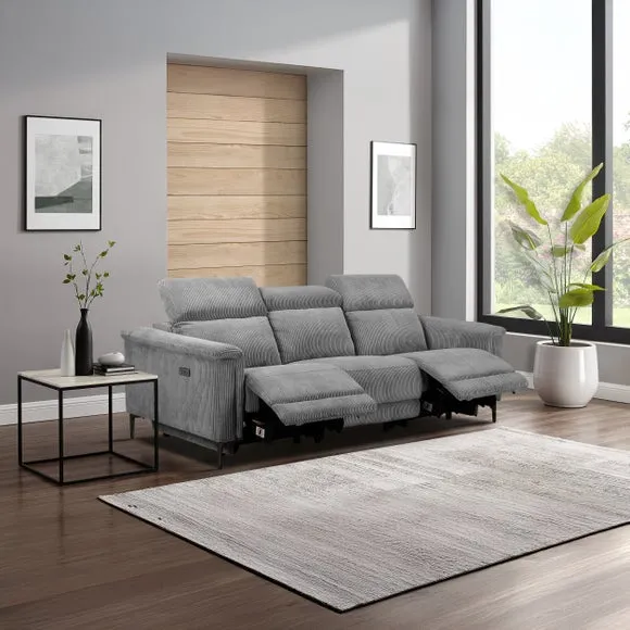 Lund Corduroy Power Recliner 3 Seater Sofa 2