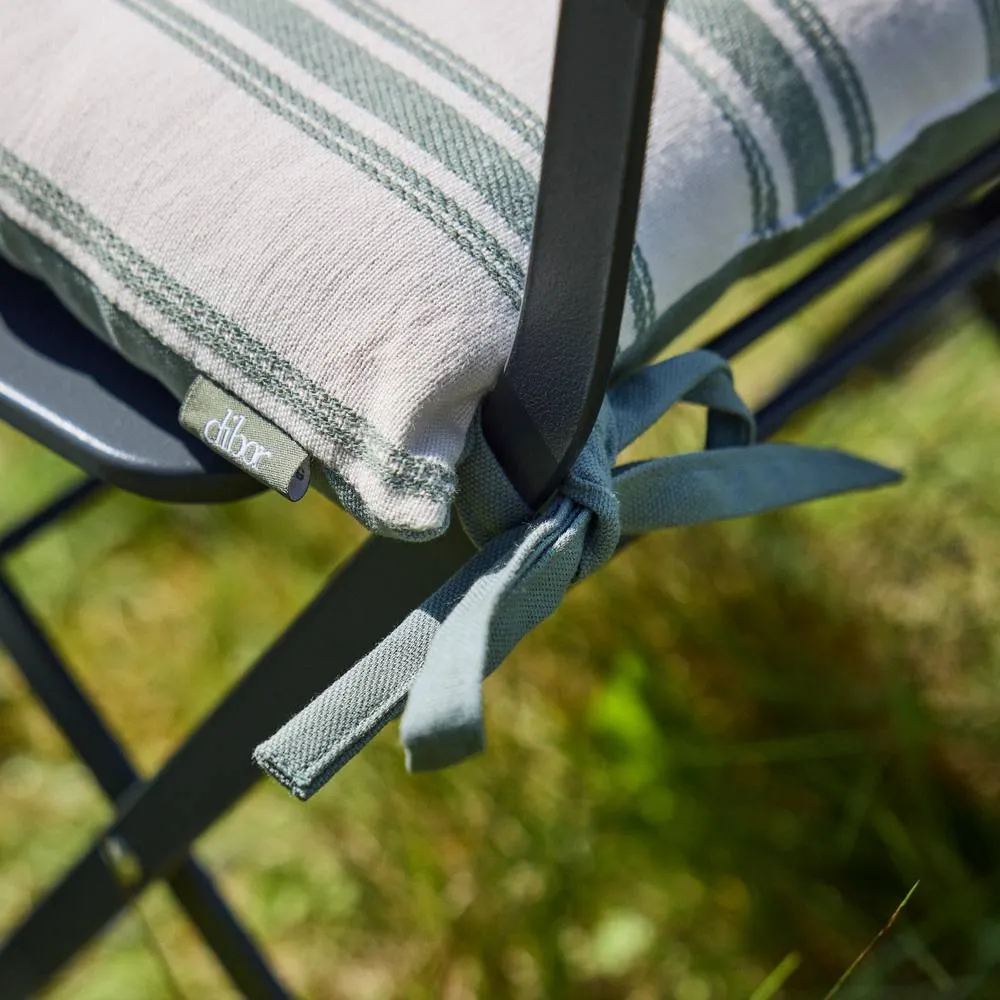 Dibor Set of 2 Forest Green Stripe Cotton Indoor Outdoor Garden Furniture Chair Sofa Seat Pads L40cm x W40cm 6