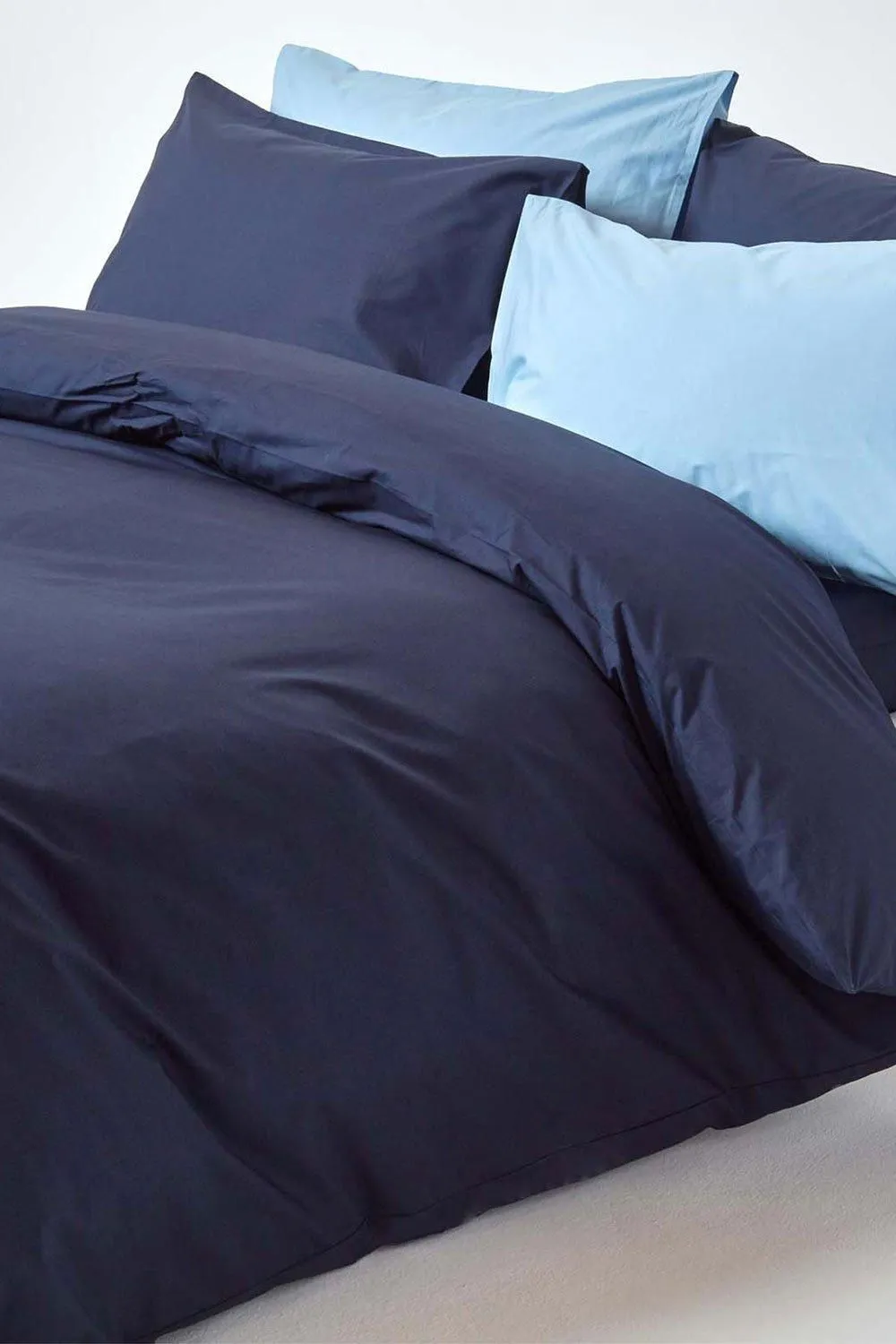 Homescapes Egyptian Cotton Duvet Cover with Pillowcase, 200 TC in Navy 5