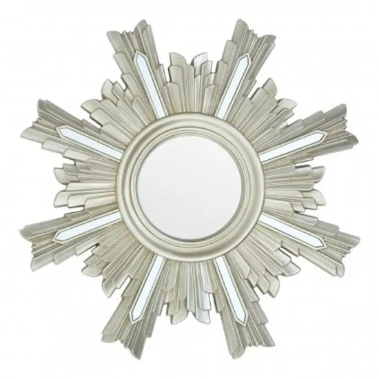 Saran Art Deco Design Wall Bedroom Mirror In Silver Frame