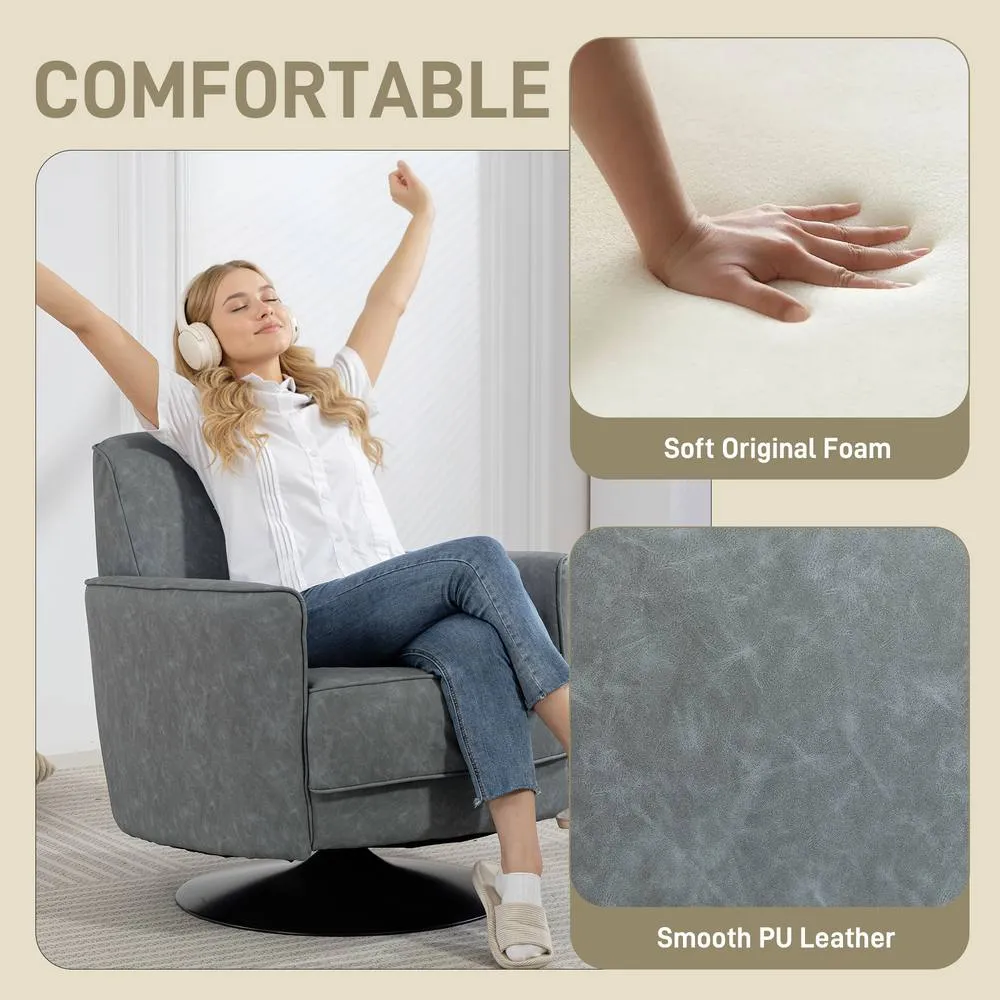 HOMCOM Upholstered PU Leather Armchair for Living Room, Grey 6