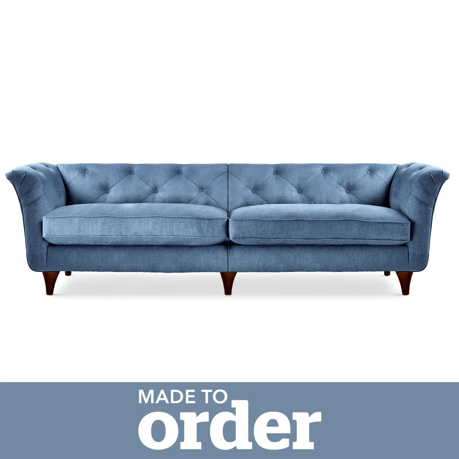 Jaipur 4 Seater Sofa Brushed Plain Fabric Blue