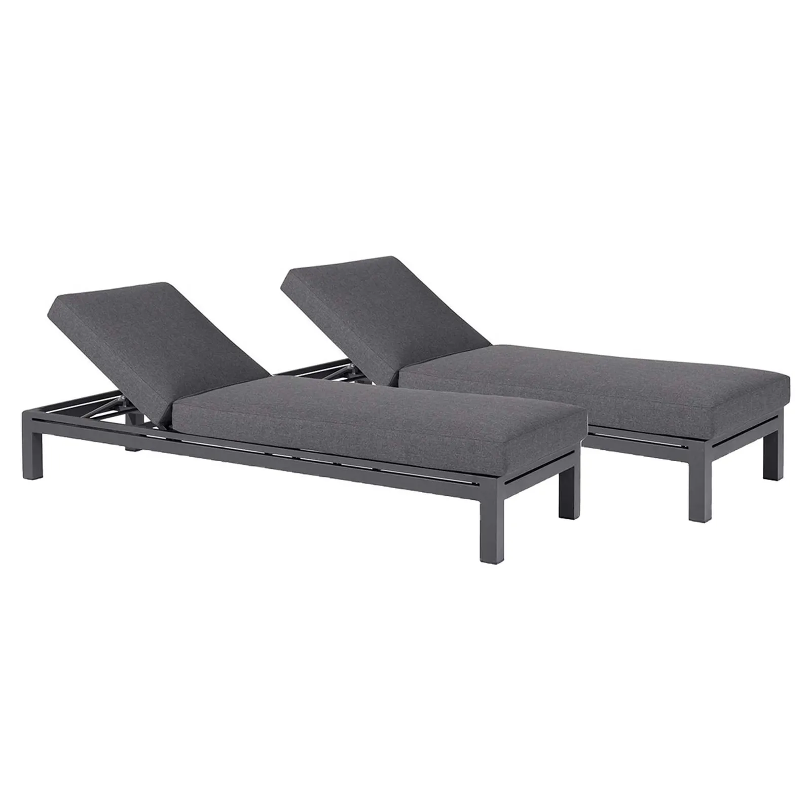 Stockholm Garden Sunlounger Set in Aluminium and Charcoal