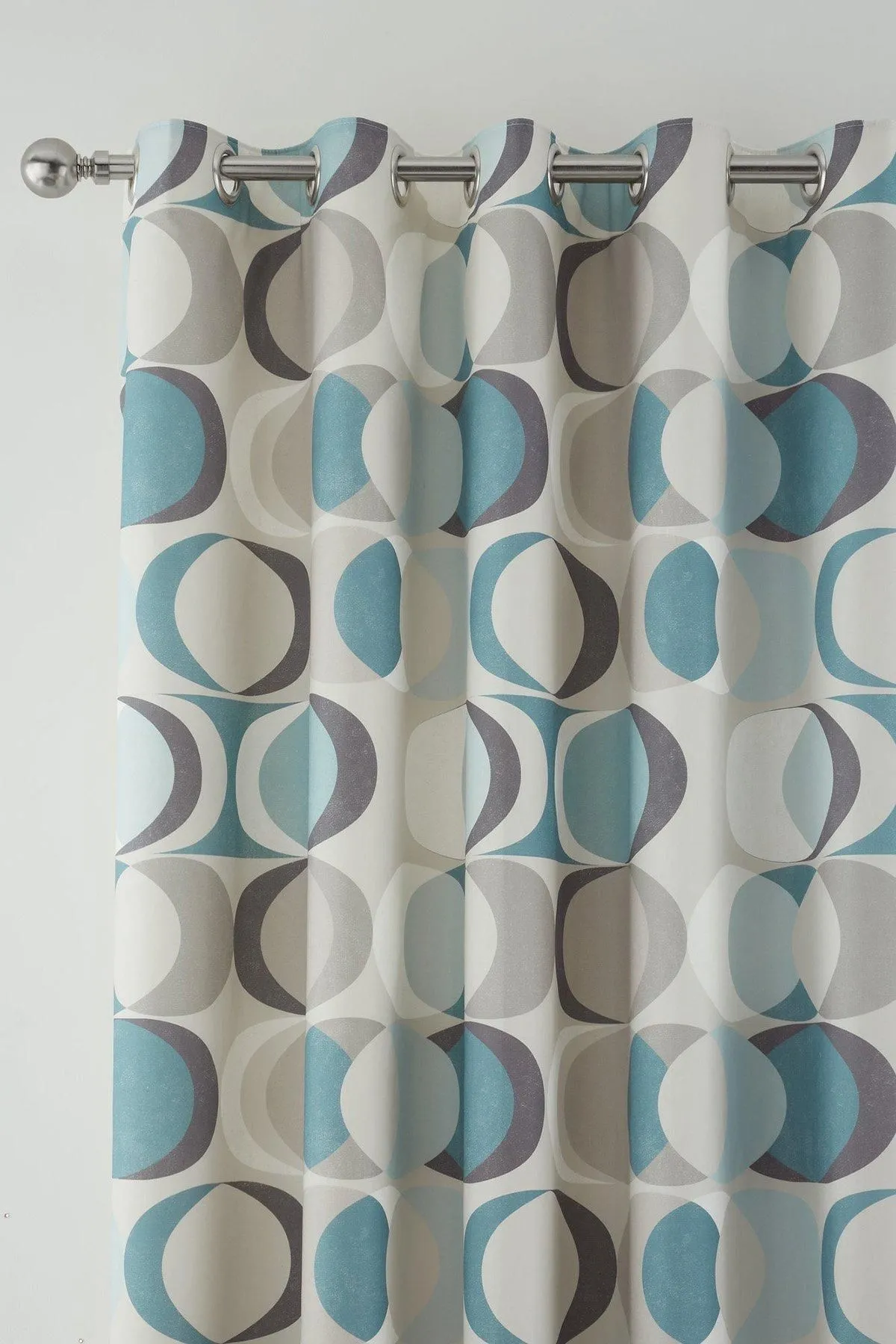Fusion 'Sander' 100% Cotton Light Filtering Pair of Eyelet Curtains in Duck Egg Blue 3