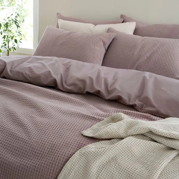 Ashton Waffle 100% Cotton Duvet Cover & Pillowcase Set 3
