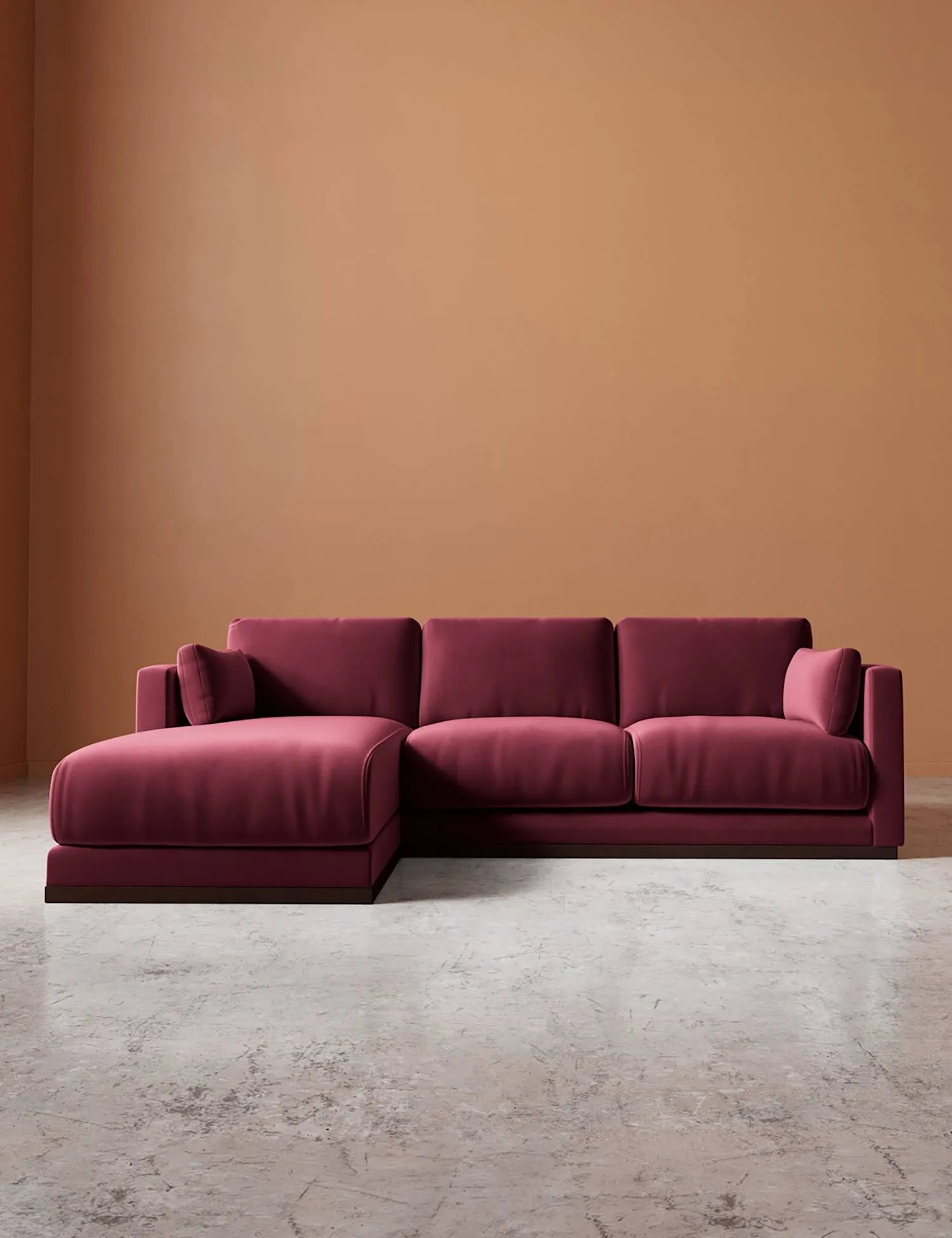 Swoon Easy Velvet Left Corner Sofa Burgundy