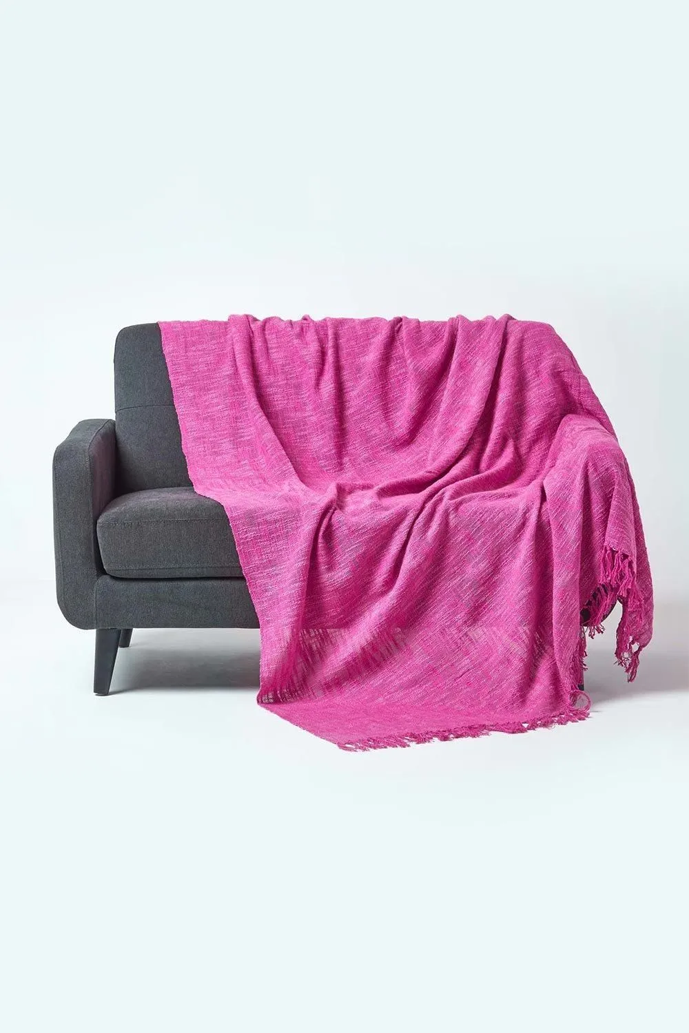 Homescapes Nirvana Slub Cotton Throw in Pink