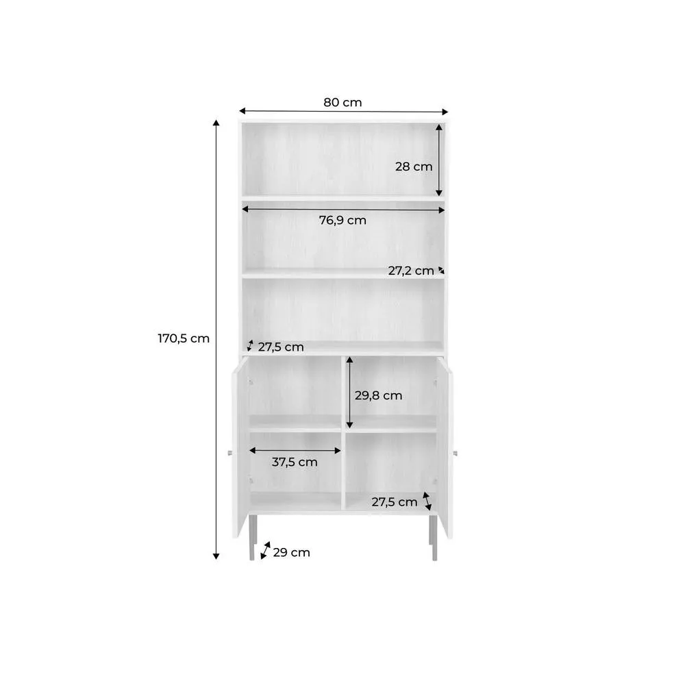 sweeek 2-door Bookcase With Wooden Decor & Metal in Light Brown 5