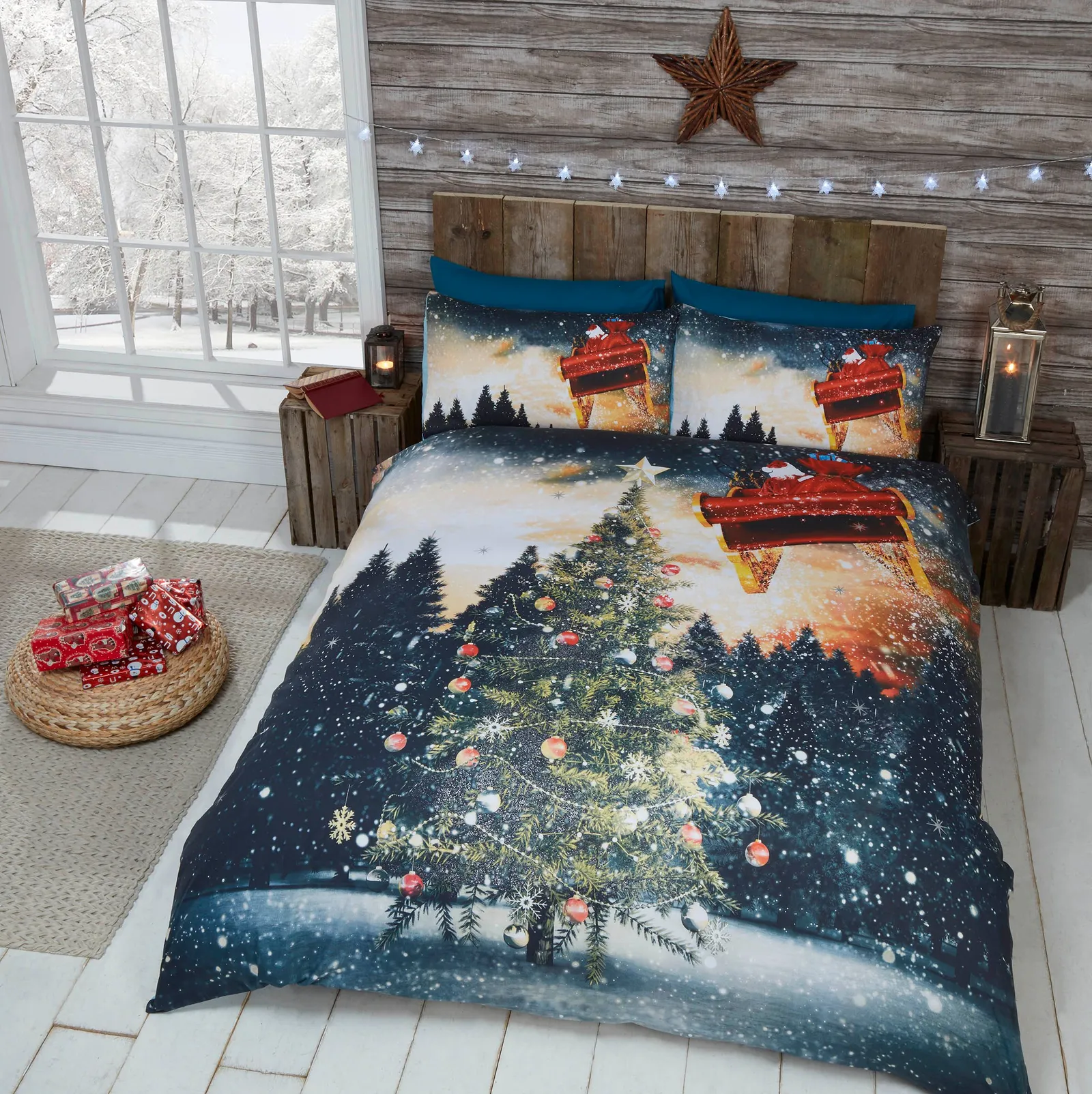 Rapport Home Northern Lights Duvet Cover Set with Pillowcase in Dark Blue