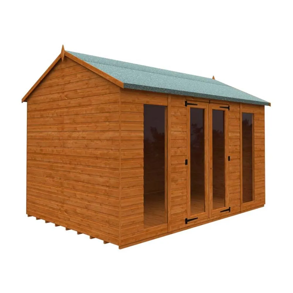 Buttercup Farm 12x8 Feet Full Pane Workman Apex 12mm Shed - Solid Wood/Softwood/Pine in Burnt Orange