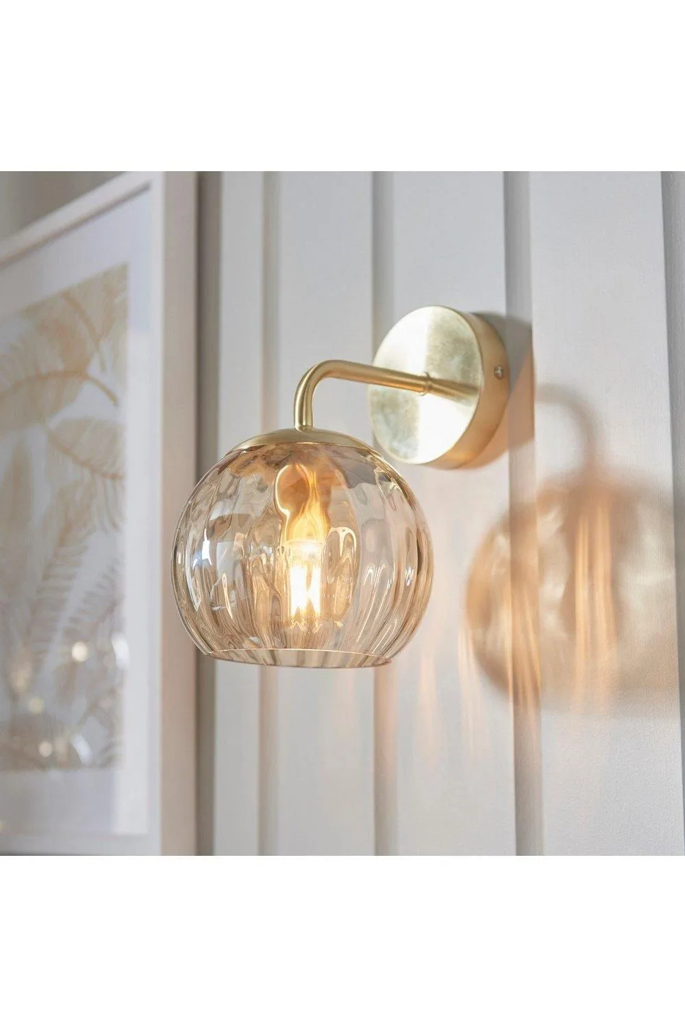 Netlighting Dimple Glass Wall Lamp Satin Brass Plate Champagne Lustre Glass in Gold 2