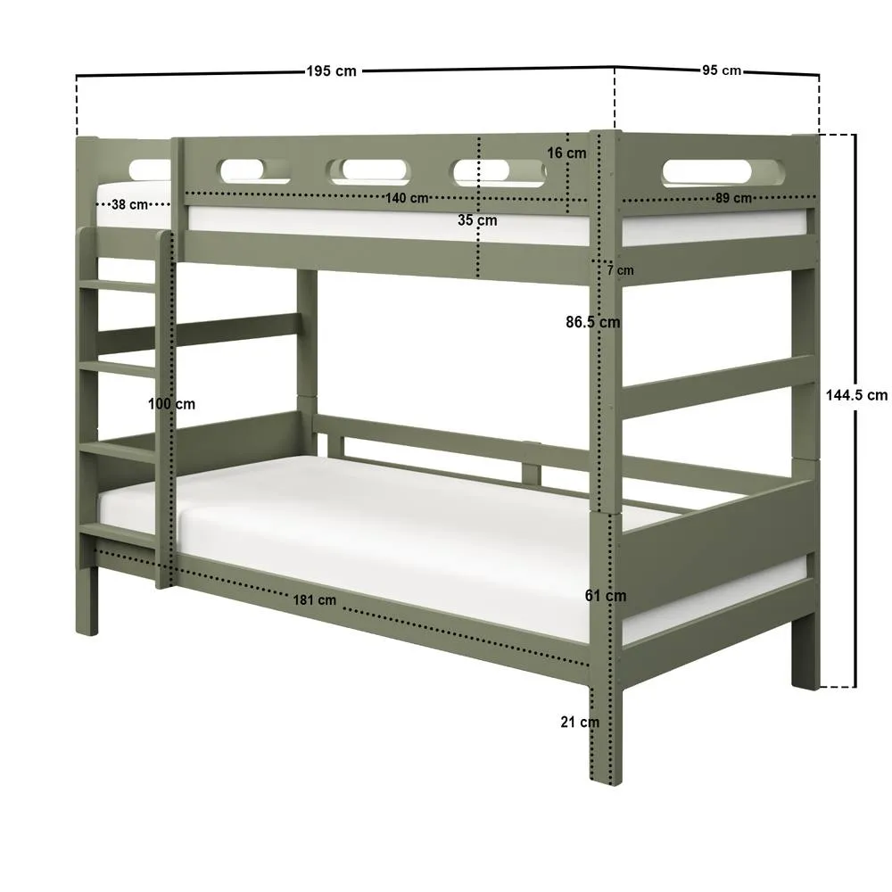 Flair Elijah Detachable Wooden Bunk Bed in Green 6
