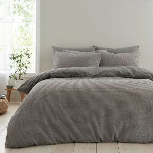 Ashton Waffle 100% Cotton Duvet Cover & Pillowcase Set