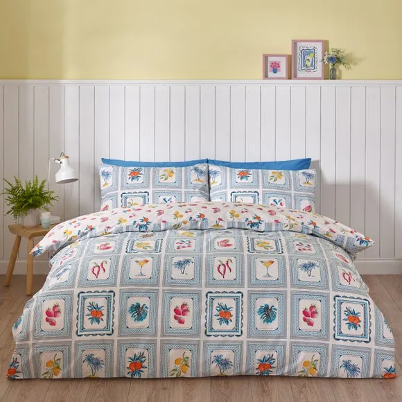 Catherine Lansfield Riviera Tiles Reversible Duvet Cover & Pillowcase Set 1