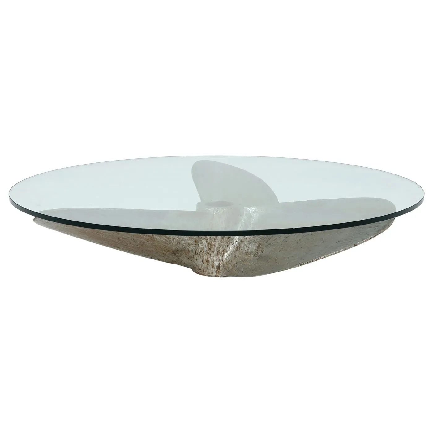 Timothy Oulton Junk Art Propeller Round Coffee Table Small, Silver Glass | Barker & Stonehouse 2