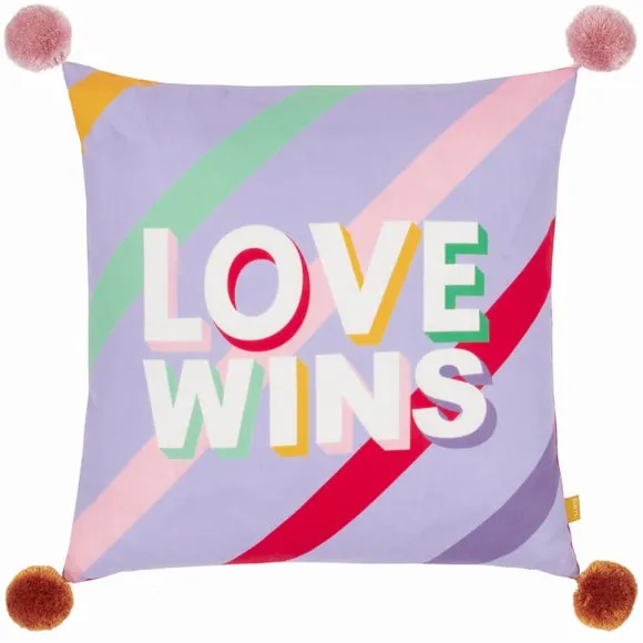 Furn. Love Wins Pom Poms Square Cushion
