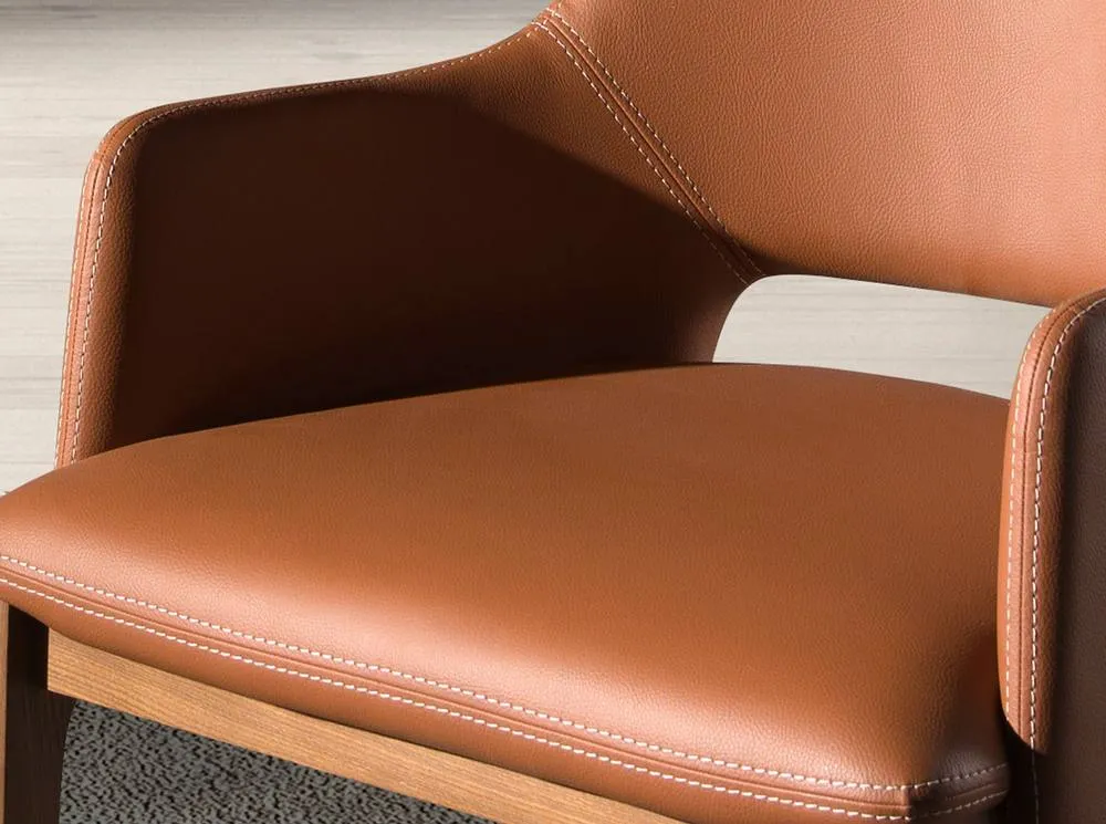 Angel Cerda Brown Leatherette Dining Chair with Armrests 5