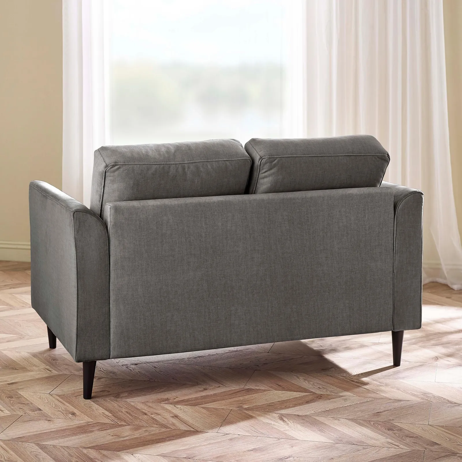 FurnitureboxUK Logan Fabric 2 Seater Sofa in Grey 3