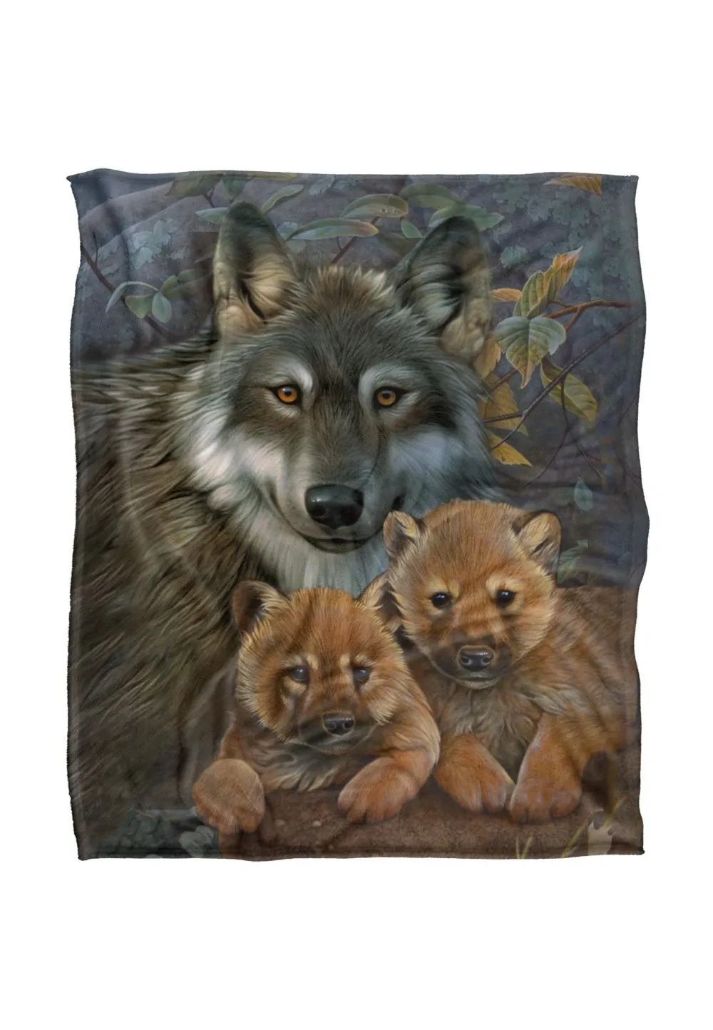 JQ Licensing Jg-Jp Wolf & Pups Silky Touch Super Soft Throw Blanket 152 X 127 cm in White