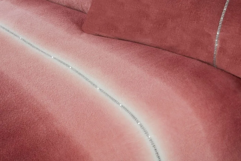 Rapport Home Diamante Teddy Duvet Cover Set with Pillowcase in Dusty Pink 2