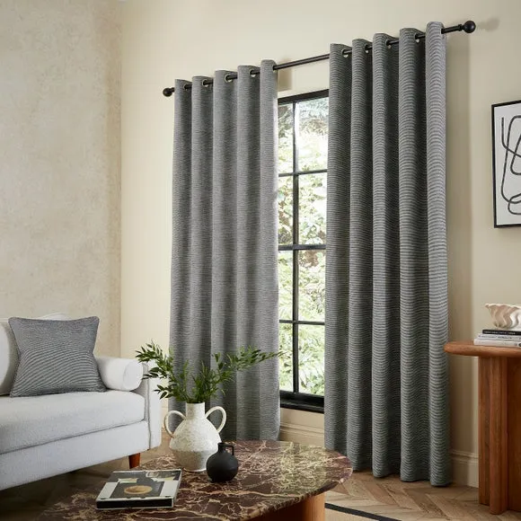 Two Tone Chenille Eyelet Curtains 2