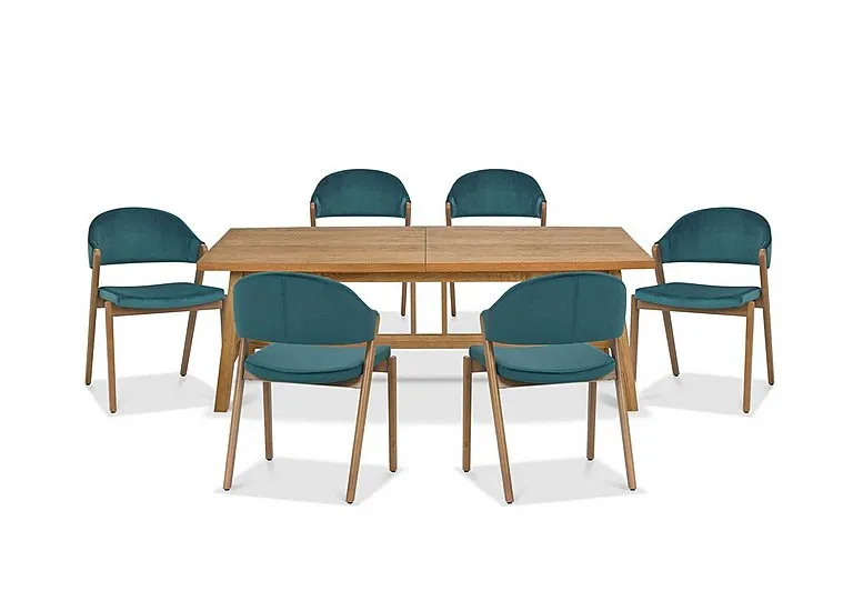 Stratford Large Extending Dining Table with 6 Fabric Chairs