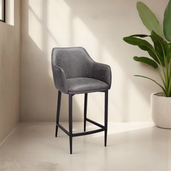 Indus Valley Logan Bar Stool, Faux Leather