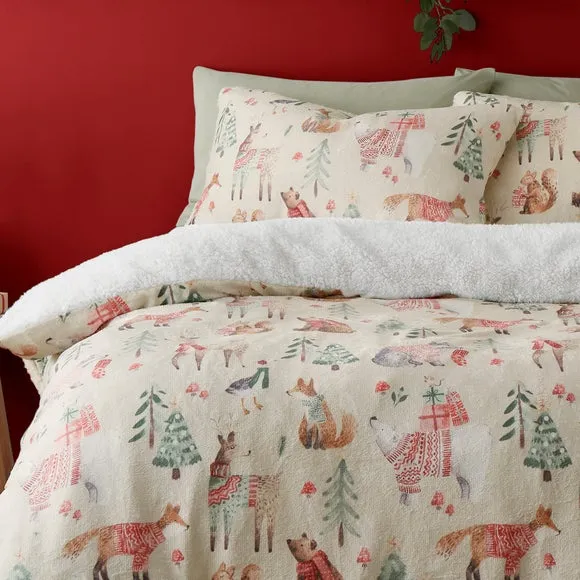 Christmas Wood Animals Duvet Cover & Pillowcase Set 2