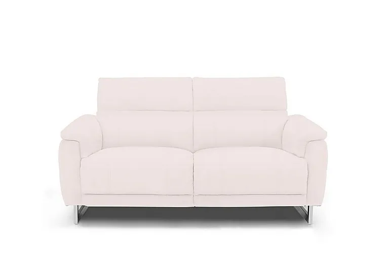 Moet 2 Seater Leather Power Recliner Sofa with Telescopic Headrests - Cotton