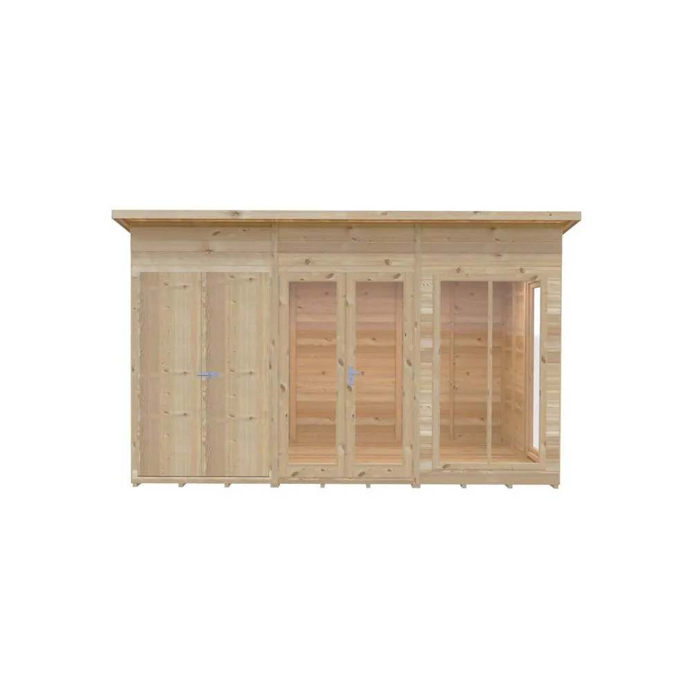 Shires Lela 12 x 8 Summerhouse including Storage - L244.8 x W357 x H227.5 cm in Light Brown