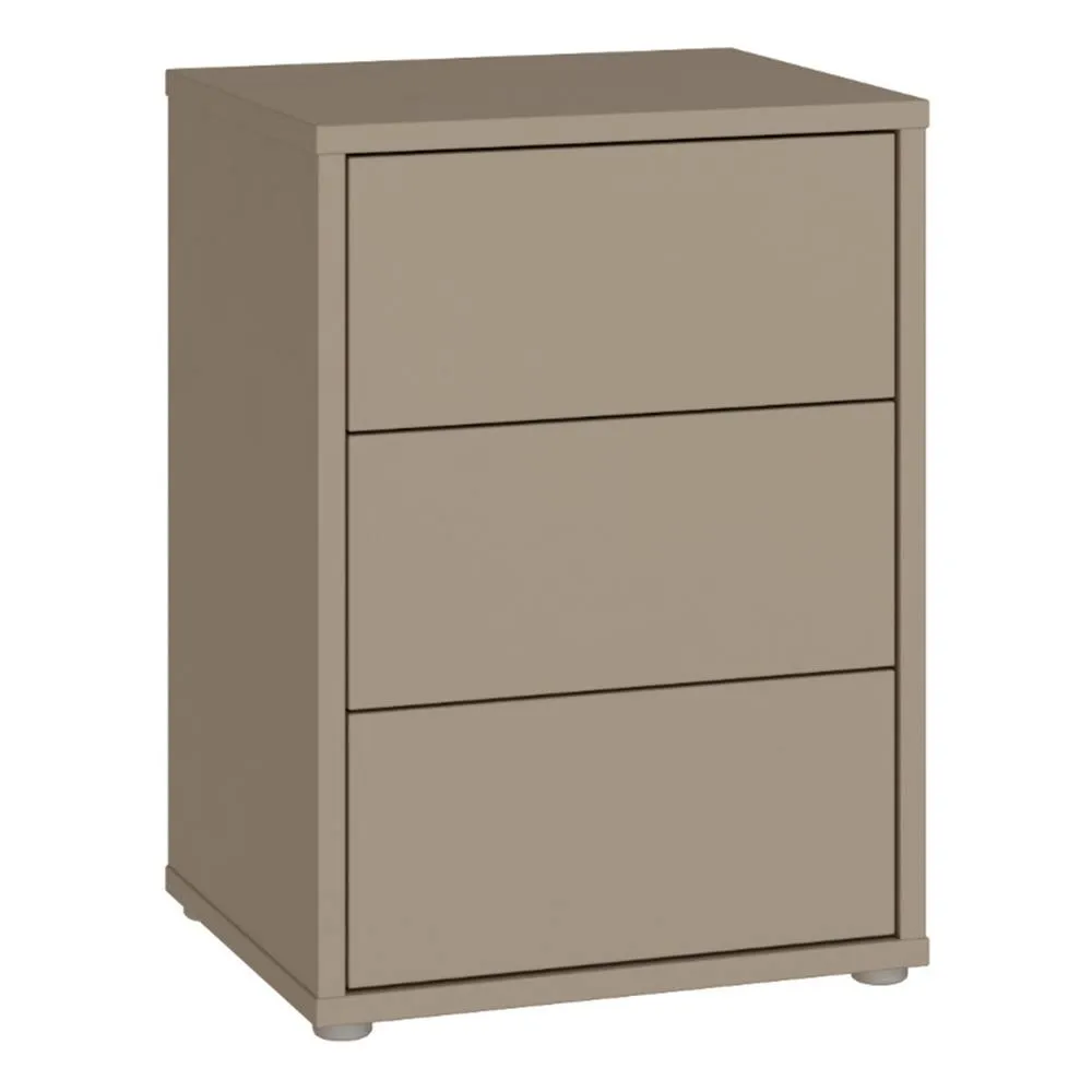 Furniture To Go Alice Springs Bedside Cabinet with 3 Drawers Push-Open in Taupe 2