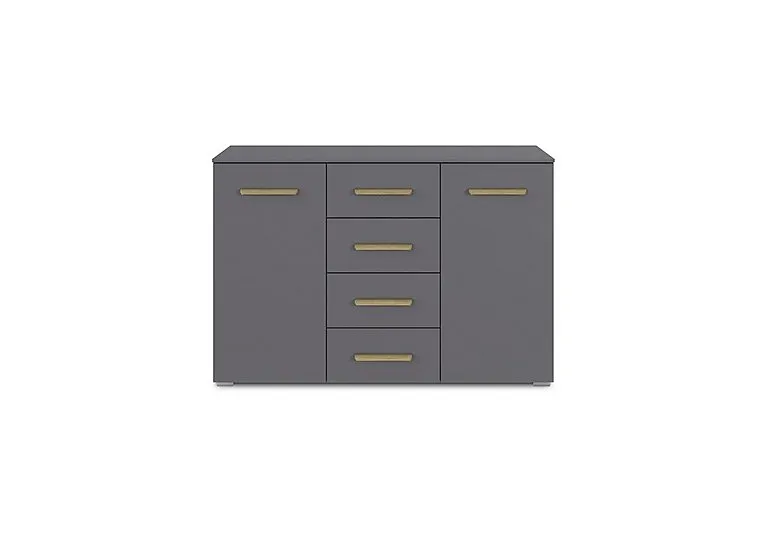 Flavia 2 Door 4 Drawer Decor Chest - Metallic Grey
