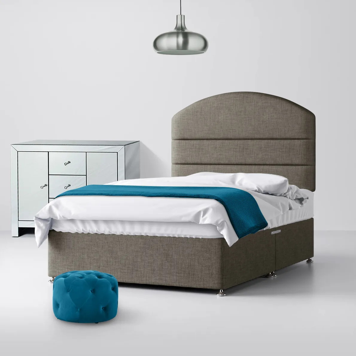 Dudley Lined Slate Grey Fabric No Drawer Divan Bed - 4ft Small Double