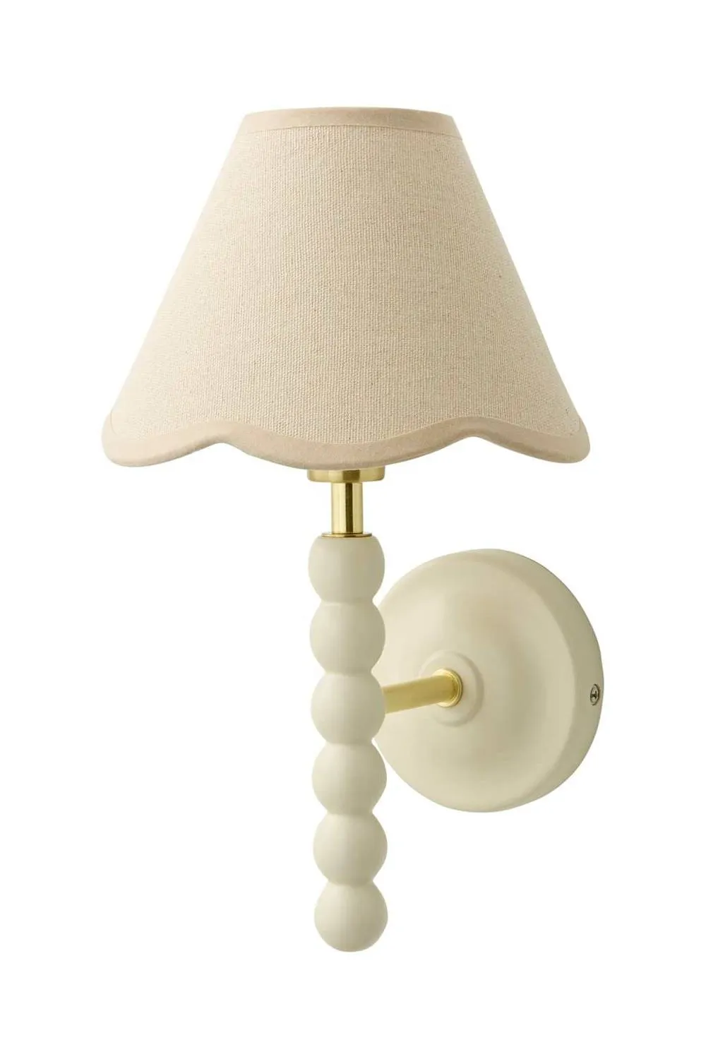 ValueLights Bobbins Cream Bobble Wall Light with Trim Linen Lamp Shade & Bulb in Natural 6