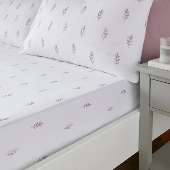 Harper Stem Floral 144 Thread Count Cotton Fitted Sheet 1