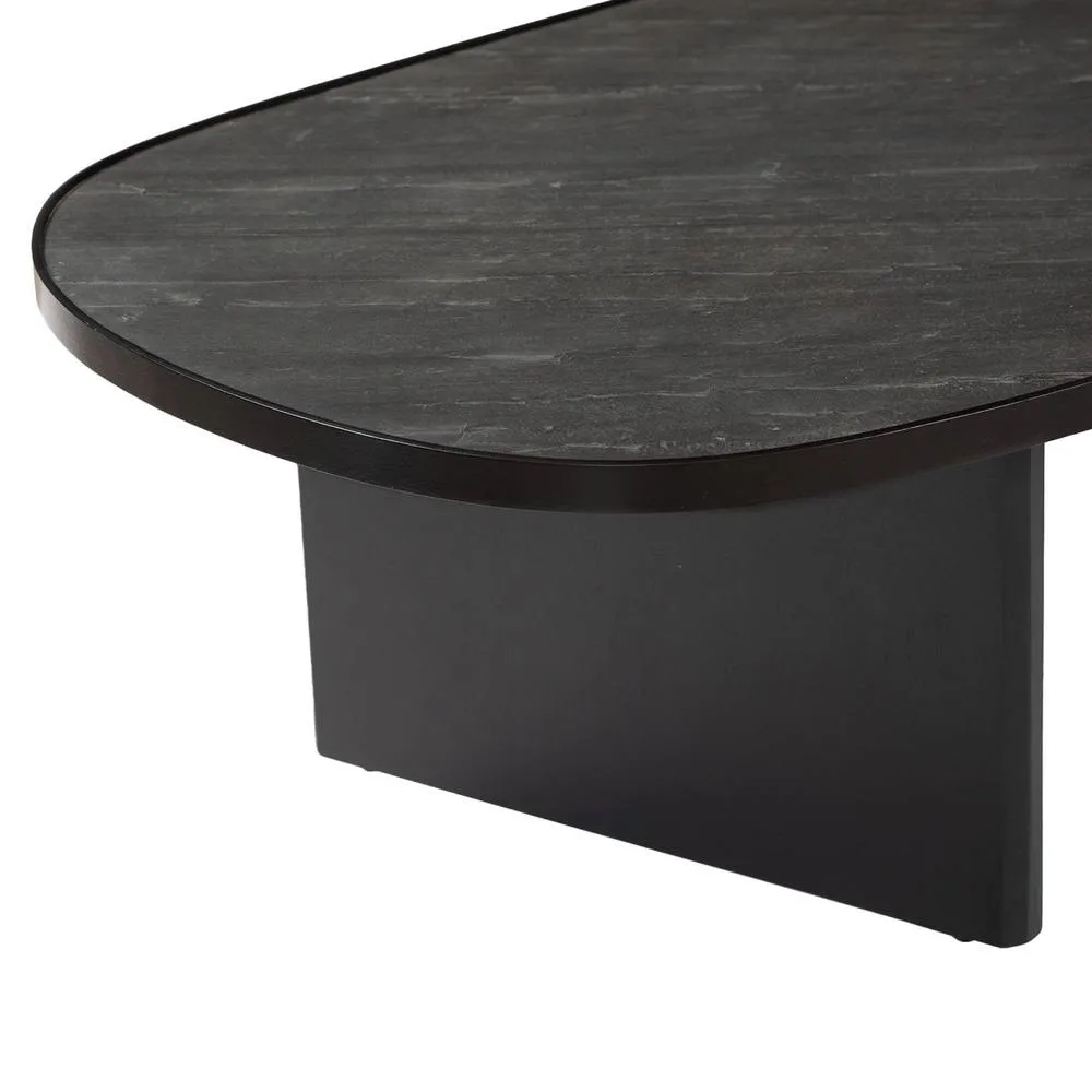 sweeek Oval coffee table mango wood & stone veneer in Black 5