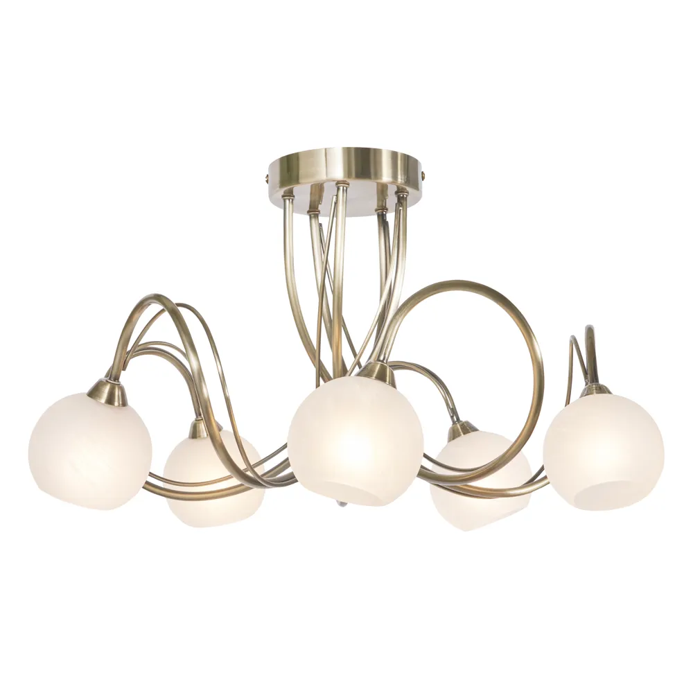 Soni Large Flush Ceiling Light, Antique Brass 1