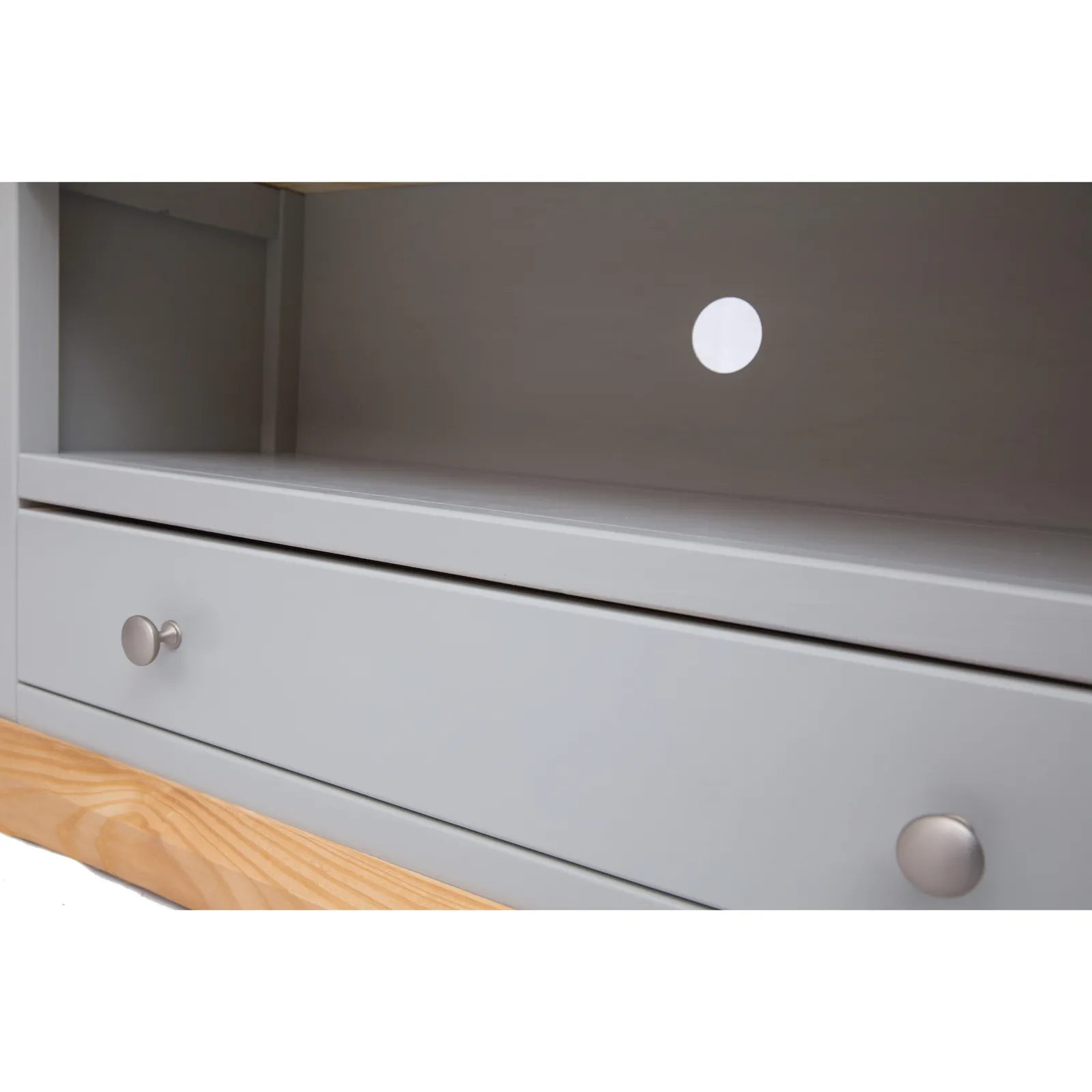 Cabinet Bits Bomporto Light Grey 1 Drawer TV Cabinet Chrome Knob 4