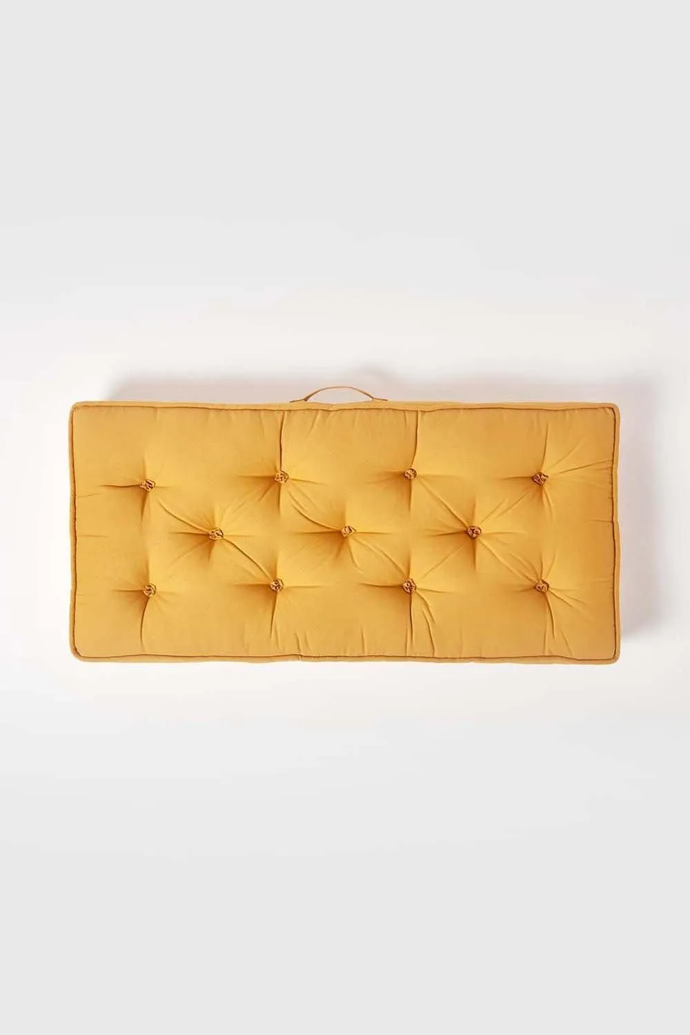 Homescapes Cotton 2 Seater Booster Cushion in Mustard 3
