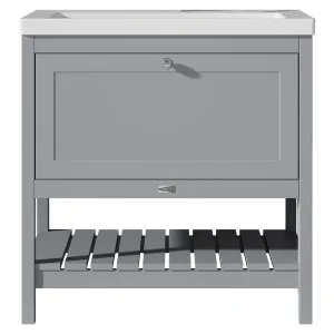 Bayswater Hartleigh Plummett Grey Traditional Freestanding Vanity Unit & 1 Tap Hole Modern Recessed Basin - 800mm